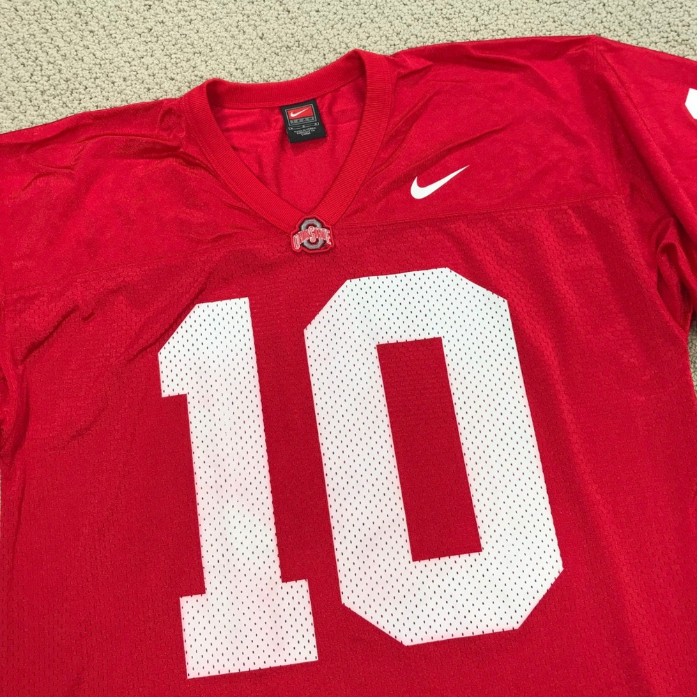Nike Team Ohio State Buckeyes Jersey Mens Large Red #10 Football Mesh Authentic